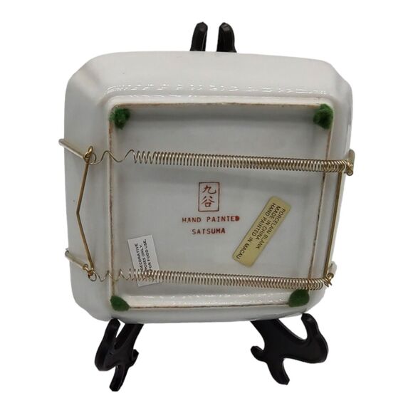 Hand Painted Macau Cloisonne Porcelain Satsuma Blank 3 Scenes Japanese Village - Picture 11 of 12